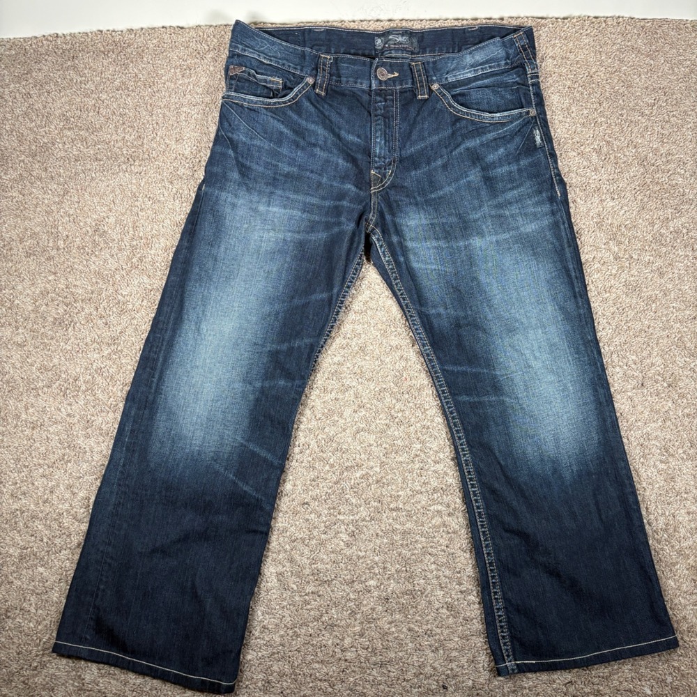 Silver Jeans Co Mens W38 L30  Zac Bootcut Dark Wash Denim Blue Jeans